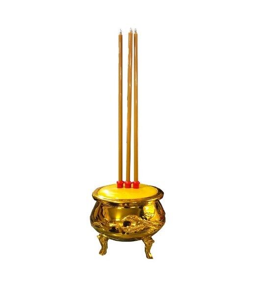 Thai Buddhist Golden color dragon electric Incense Burner Joss Stick Pot Home