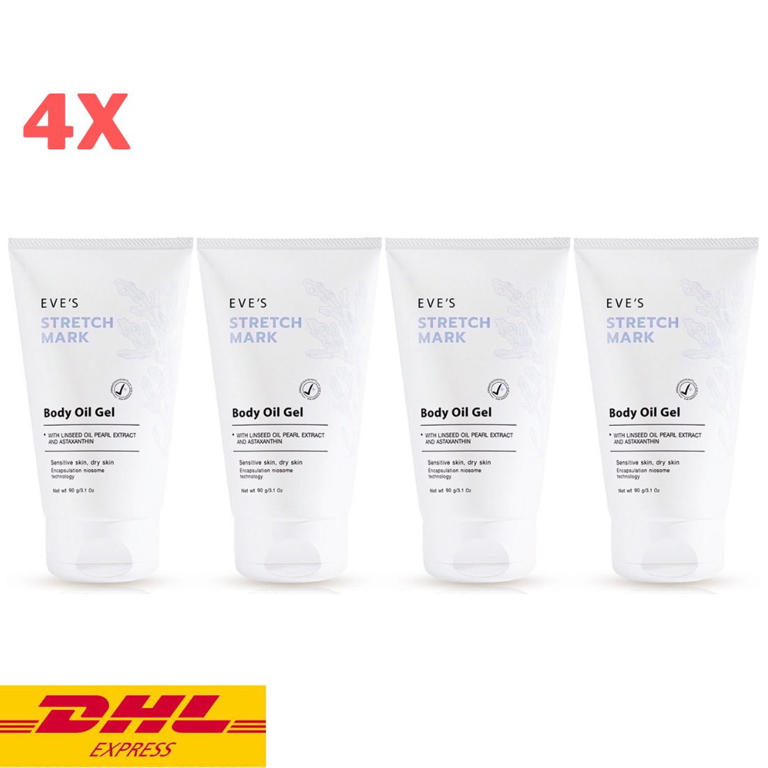 4x EVE'S Stretch Mark Body Oil Gel Reduce Blemishes Scars Cracks Dry Skin 90 g