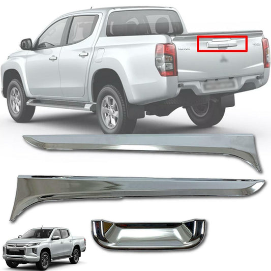 Chrome Tailgate Bowl Trim Cover For Mitsubishi L200 Triton MR GLS 2019 2020