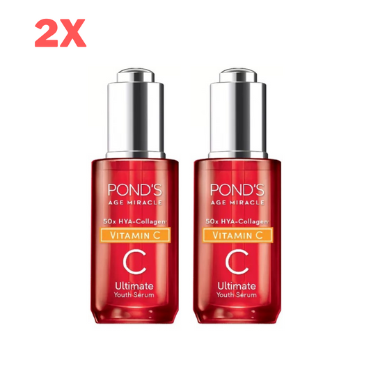 2x Pond's Age Miracle Vitamin C Serum 50X Hya Collagen Ultimate Youth Skin 30 g