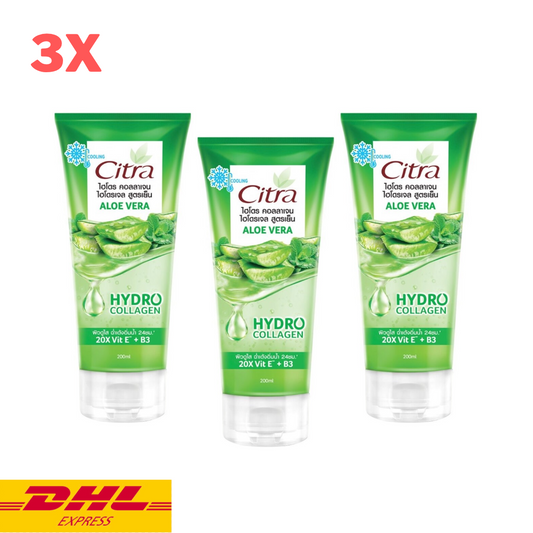 3x Citra Hydro Collagen Aloe Vera Cooling Gel Moisturizing Bright Skin 200ml