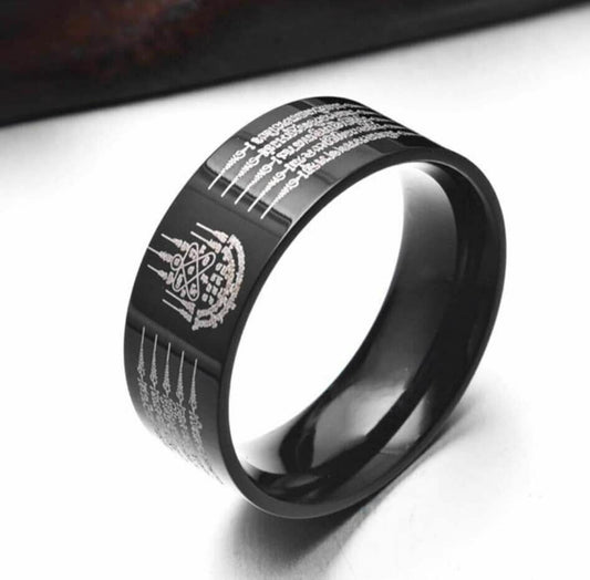 Ring Mantra Talisman Yant 5 Rows size 10 Lucky Protect Power Buddha Amulet