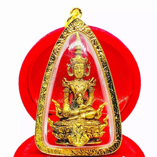 Phra Somdej Emperor Buddha Statue Gold Micron Pendant Talisman Thai Amulet