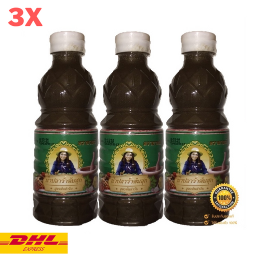 3x Thai Plara Fermented Pickled Fish Sauce Yai Nee Noona Sweden Brand Food 350ml