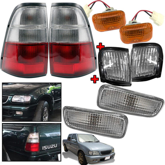 Set Tail Lamp Front Bumper Corner Lamp Side Marker Light For 98-03 Isuzu Pickup