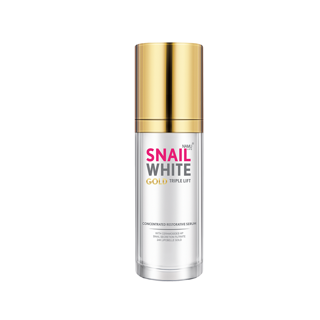 Namu Life Snail White 24K Gold 2 Whipp soap + Gold Cream50ml + Serum50ml Firm