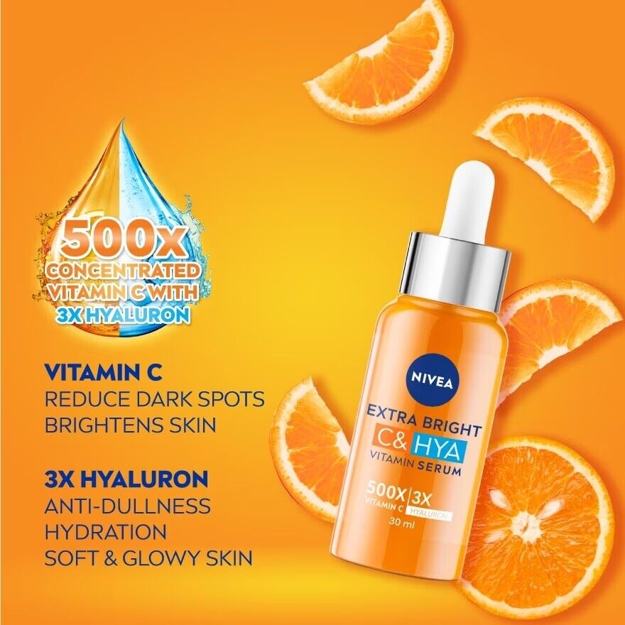 Nivea Extra Bright C & HYA Anti Spots Serum dark spots fade bright skin 30ml.