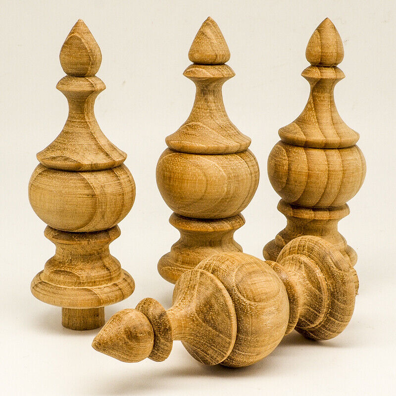 10Pcs Teak Wooden Finial Antique furniture Home Decor DIY Unpainted