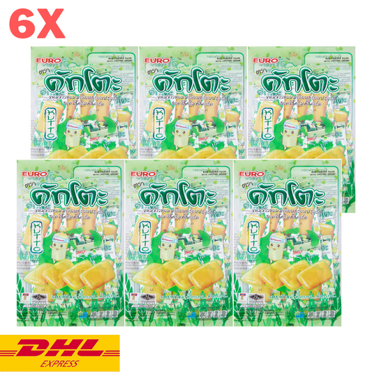 6x KUTTO Rice Cracker Filled Custard Cream Thai Snack for Coffee Break Pantry