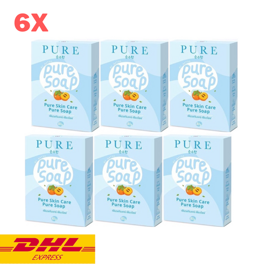 6x PURE Soap Bar Body Skin Care Bath Deodorize Reduce Sweat Smell Clean 80 g