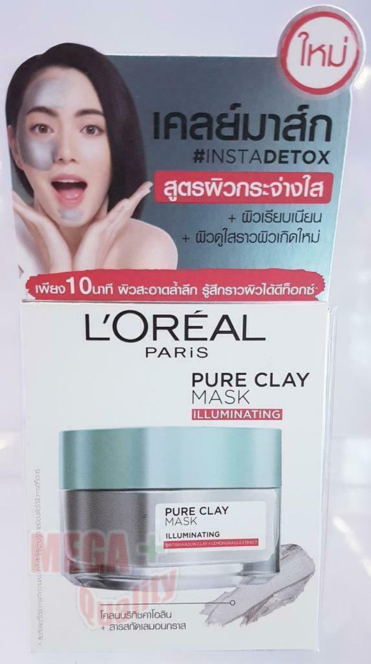 Loreal Paris PURE CLAY MASK ILLUMINATING Renwing-Smoothening-Radiance Skin 50g.