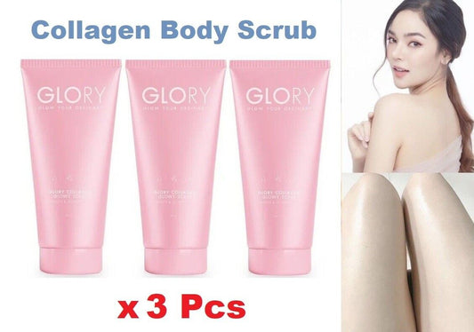 3x Glory Glowy Scrub Collagen Body Skin radiant smooth moist soft Exfoliators