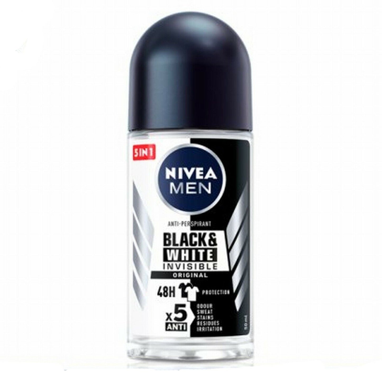 12x50ml Nivea Men Roll-on Invisible Black & White Original Deodorants Roll on
