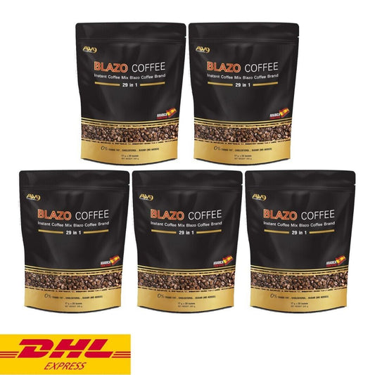 5x Blazo Coffee Instant Mix 29 in 1 Premium Arabica Non-Fat Sugar Free Healthy