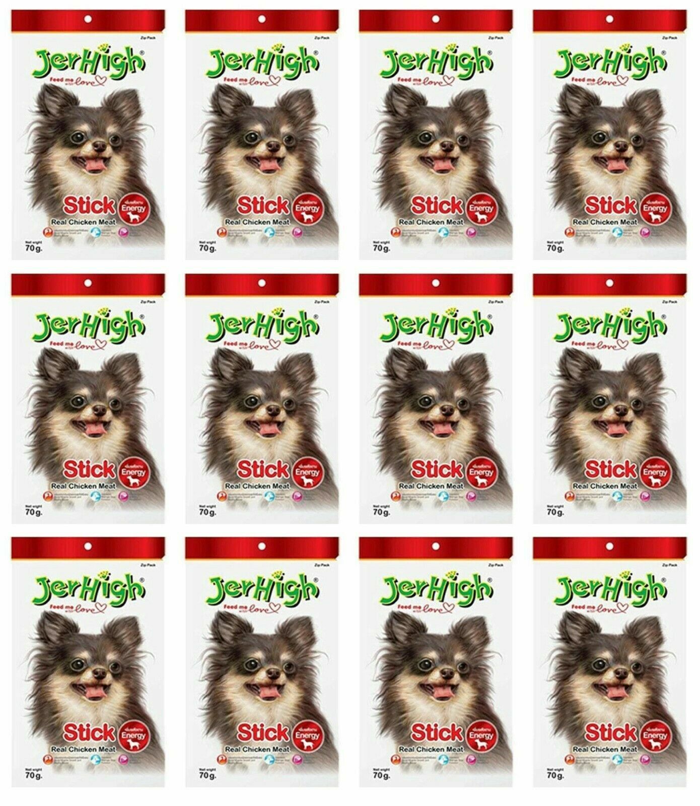 12 x Jerhigh Stick Real chicken Meat Spinach Dog Puppy Treats Made from Chicken
