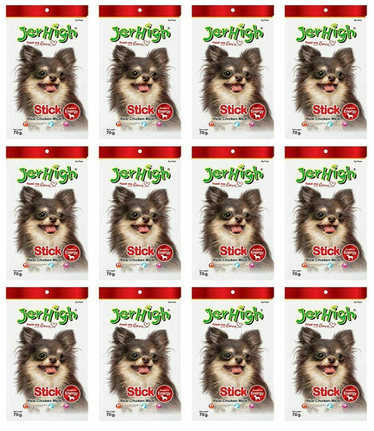 12 x Jerhigh Stick Real chicken Meat Spinach Dog Puppy Treats Made from Chicken