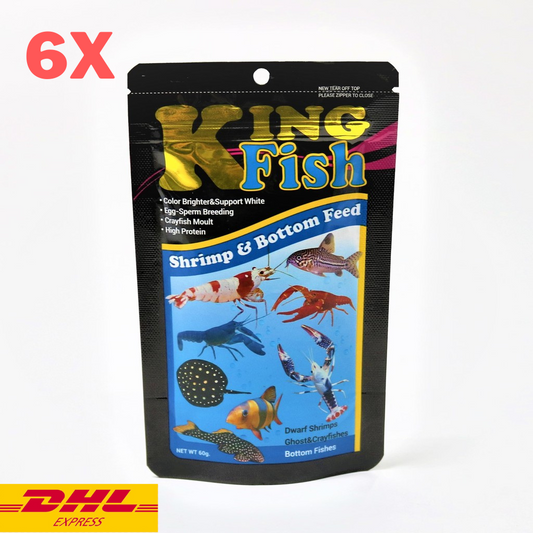 6x King Fish Dwarf Shrimp Crayfish Food Bottom Sink Pellet Aquarium Tropical 60g