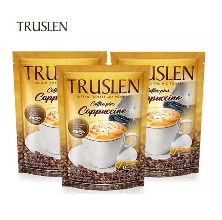 3x Truslen Coffee Cappuccino Instant Drink Sugar free, low fat, no cholesterol