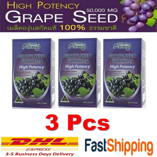 3x Ausway Grapeseed OPC Substance Supplement 50000 mg. Eye Care Beautiful Skin
