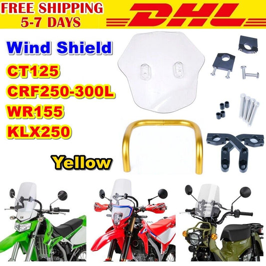 Y1 Yellow Wind Shield For Honda CRF250 300L CT125 KLX250 WR155 Clear Abs Plastic