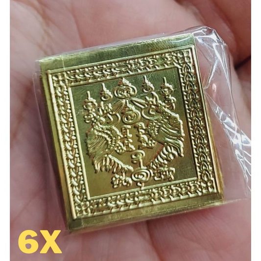 6x Sarika Lin Thong Gold Yant Sheet Card Leaf Plate Pendant Thai Amulet Charm