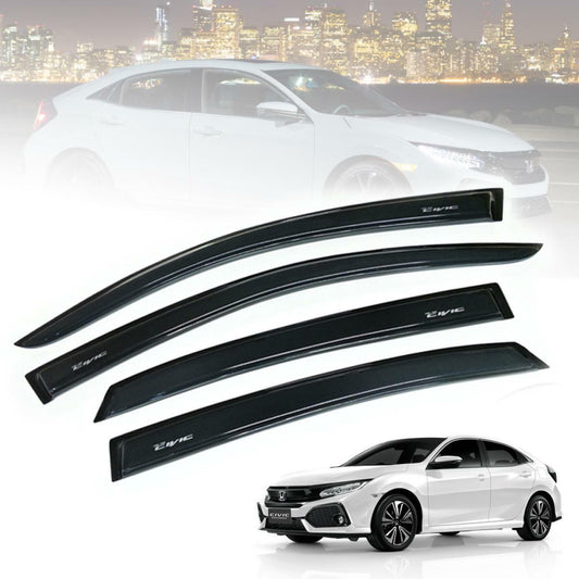 Rain Visor Weather Guard Shield Gloss Black Fit Honda Civic FC Hatchback 2016-19