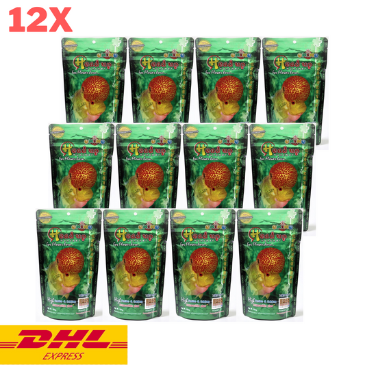 12x Okiko Head Up Cichlid Flowerhorn Hump Fish Food Floating Pellet Size M 100 g