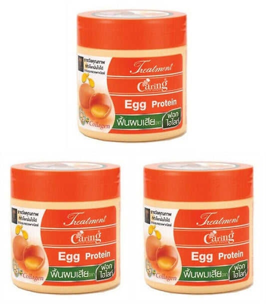 3 x Caring Egg Protein Hair Treatment For Dry And Frizzy Hair 250ml
