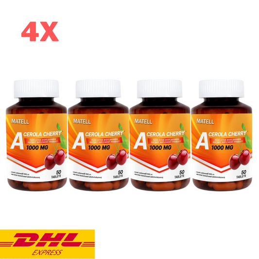 4x Matell Acerola Cherry Vitamin C 1000mg Supplement Brighten Skin Healthy 50's