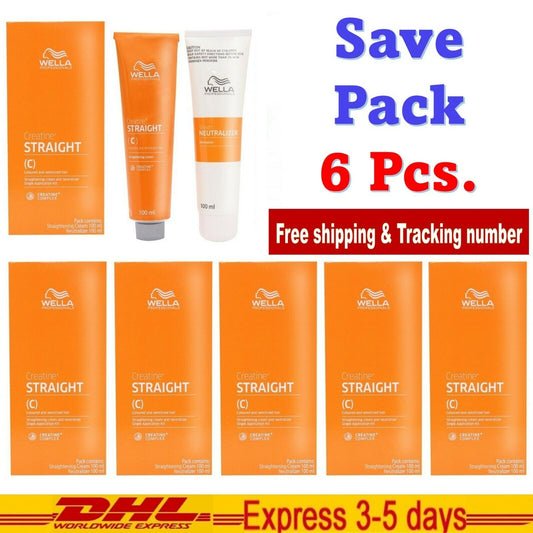 6x WELLA Straight Hair Intense Resistant Creatine+ C/S Cream Wellastrate