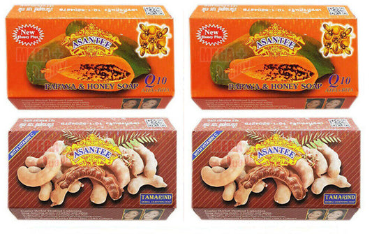 4 x Asantee Thai Herbal Papaya And Tamarind Honey Soap Skin Whitening 125g.