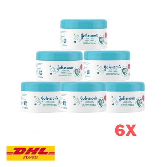 6x Johnson's Milk Rice Baby Cream for Sensitive Skin Moisturizing Nourish 100g