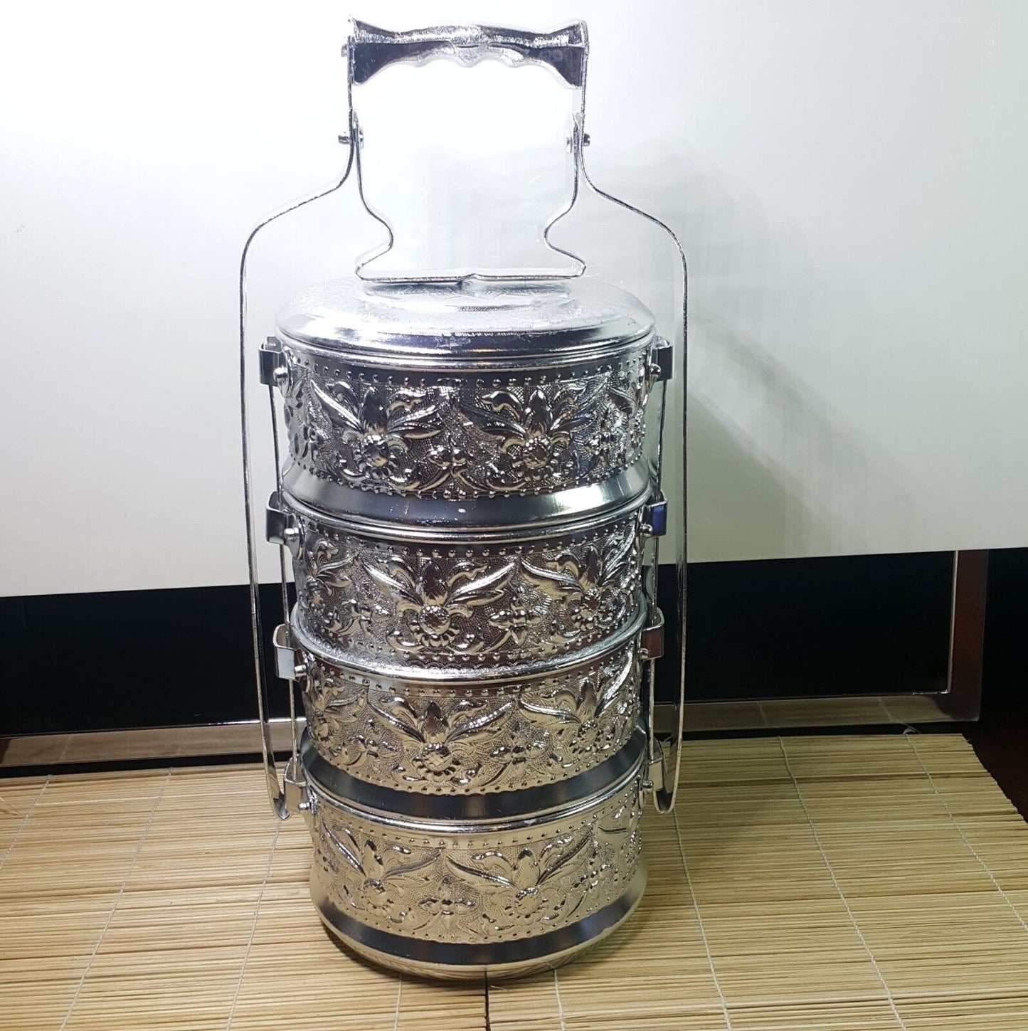 Thai Tiffin Lunch Box Food Tier Rare Vintage Aluminum Container Carrier Bento