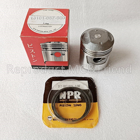 Piston + Ring Set OS 1.00 Dia:48.00 Fits Honda C70 CD70 CL70 CT70 SL70 ST70 XL70