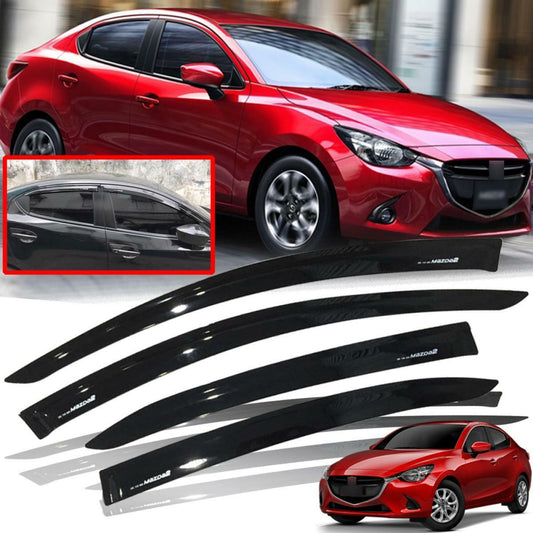 Rain Sun Visor Windshield Guard Gloss Black For Mazda2 Sedan Hatchback 2015-2018