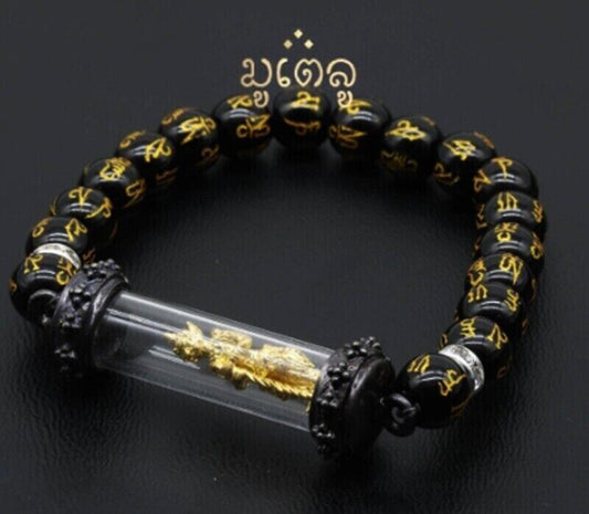 Rare Takrut Thao Wessuwan Lucky Thai Amulet Buddha Pendant Yant Charm Bracelet