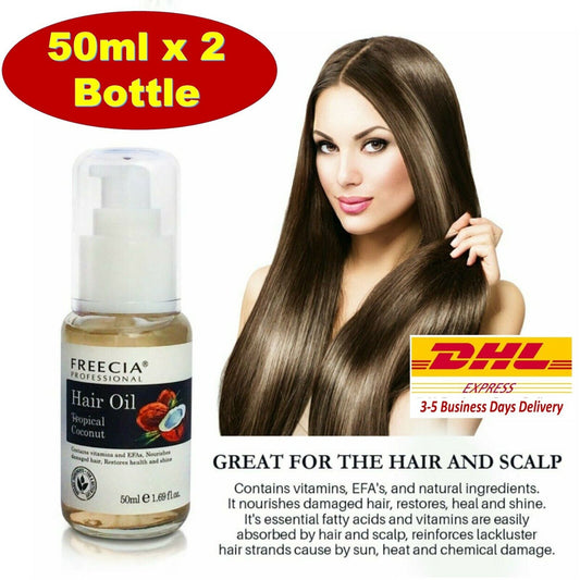 2x Freecia Professional Coconut Hair Oil Natural Ingredients 50ml
