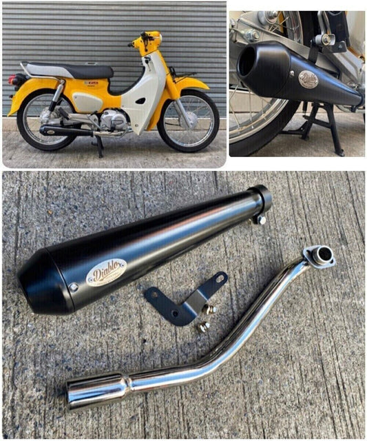 DIABLO BLACK FULL EXHAUST SYSTEM MUFFLER PIPE FOR HONDA SUPER CUB C110 2021-23