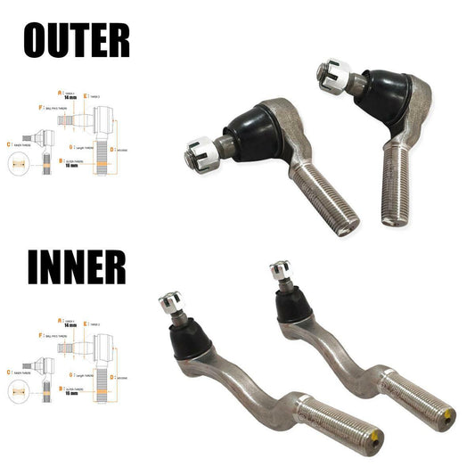 4x Tie Rod End Inner Outer For Mitsubishi 2WD L200 1997-2004 Pickup UTE