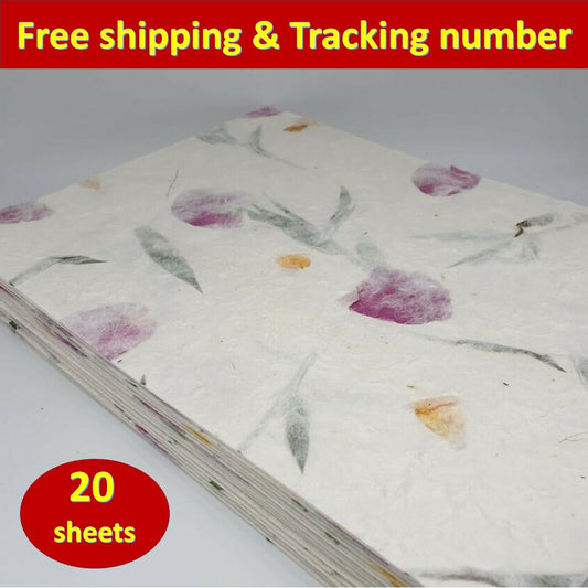 White Mulberry Flowers Paper Sheet Leaves Craft Roses Thick Heavyweight (x20)