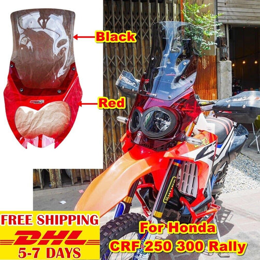 R13 Red Windshield Windscreen Honda For CRF 250 300 Rally Fit Deflector Screen