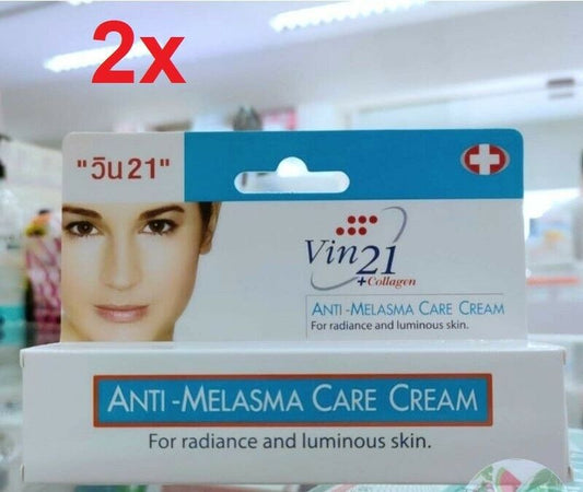 2x Vin 21 Anti Melasma Care Cream Reduce Freckles Dark Spots Skin Blemish 15ml