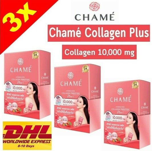 3x Collagen Chame Tripeptide Plus 10000 mg Skin Care Smooth Aura Anti-Aging