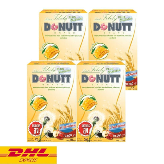 4x DONUTT Total Fibely Plus Probiotics Mango Flavor Hight Fiber Drink Powder