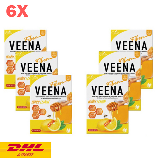 6x Veena Fiber Drink Powder Honey Lemon Help Excretion Natural Prebiotic Healthy