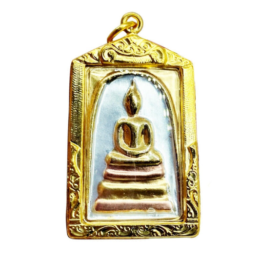 Phra Somdej Pendant Thai Buddha Amulet Gold with Micron Case