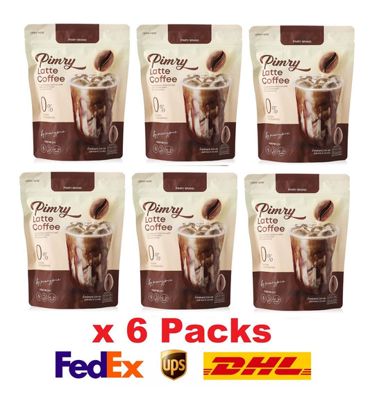 6x Coffee Latte Pimry Pie Instant Drink No Sugar, Cholesterol, Low calorie Burn