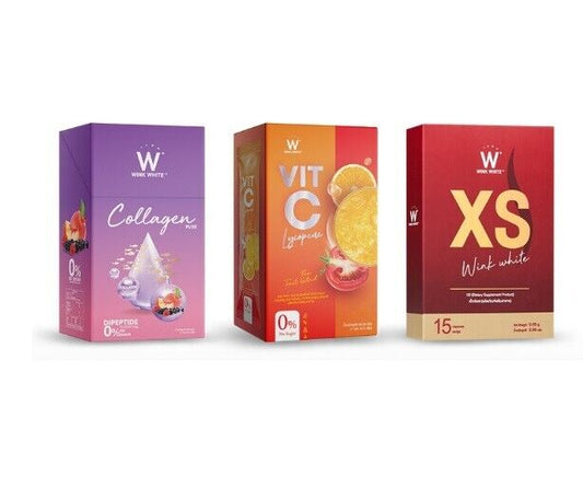 Wink White Collagen Plus & Vit-C & XS Set beautiful skin, control weight burning