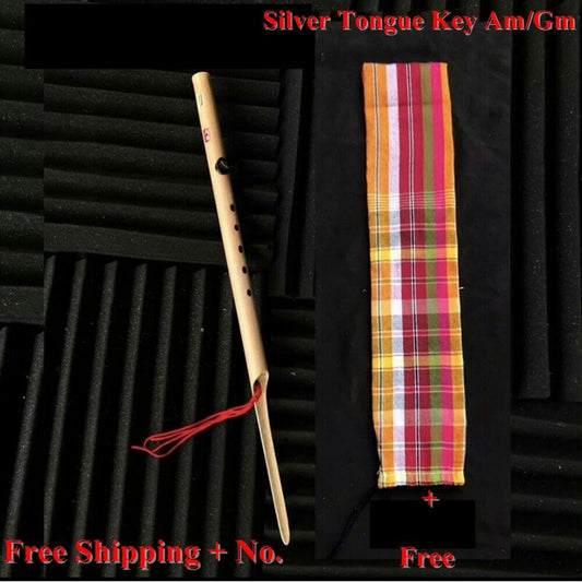 Pi Phu Thai Silver Tongue Musical Instrument Bamboo Heritage Pipe Handmade Am,Gm