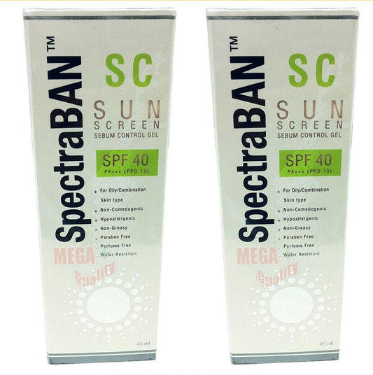 2x SpectraBAN SC SUNSCREEN SEBUM CONTROL GEL SPF 40 PA++ For Oily Skin Types 45g